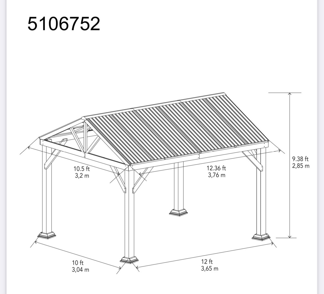 allen + roth 10-ft x 12-ft Light Brown Cedar Wood Frame Gazebo with Hardtop Roof TPGAZ2341 Mosquito Netting