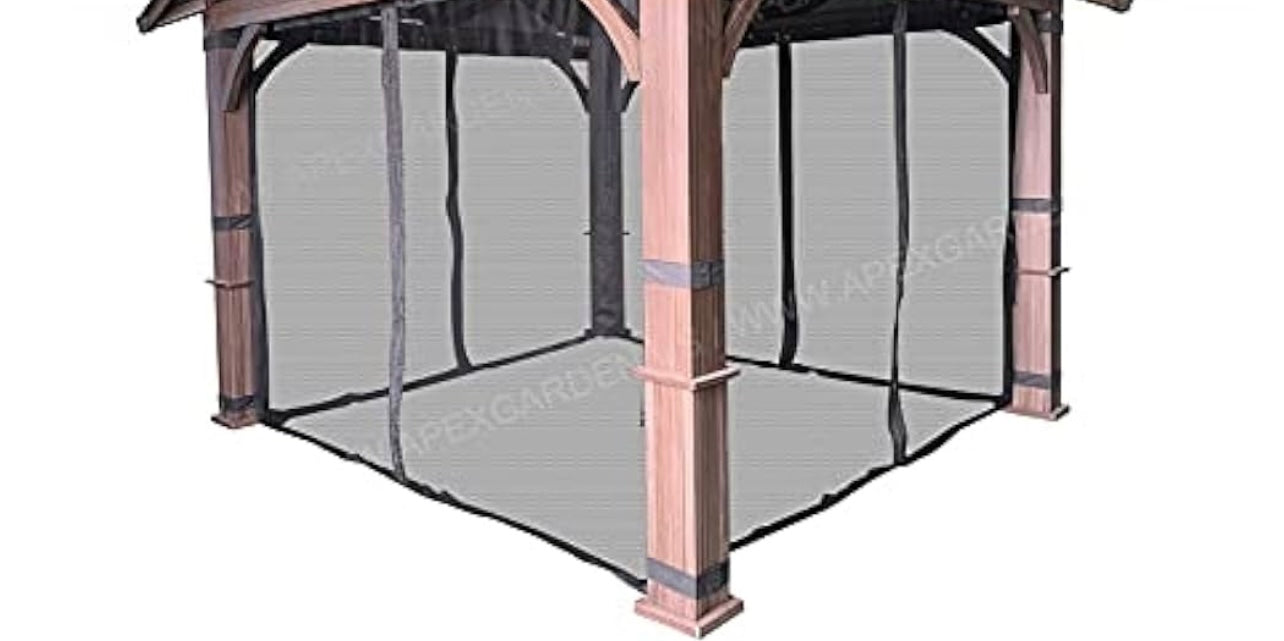 Replacement Mosquito Netting Set Compatible with The Style Selections Pitched Roof Gazebo - Riplock 350