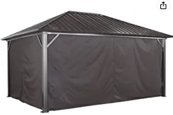 10-ft x 13-ft Wood or Metal Gazebo Curtains, Privacy Sidewall Set 4-pc Black
