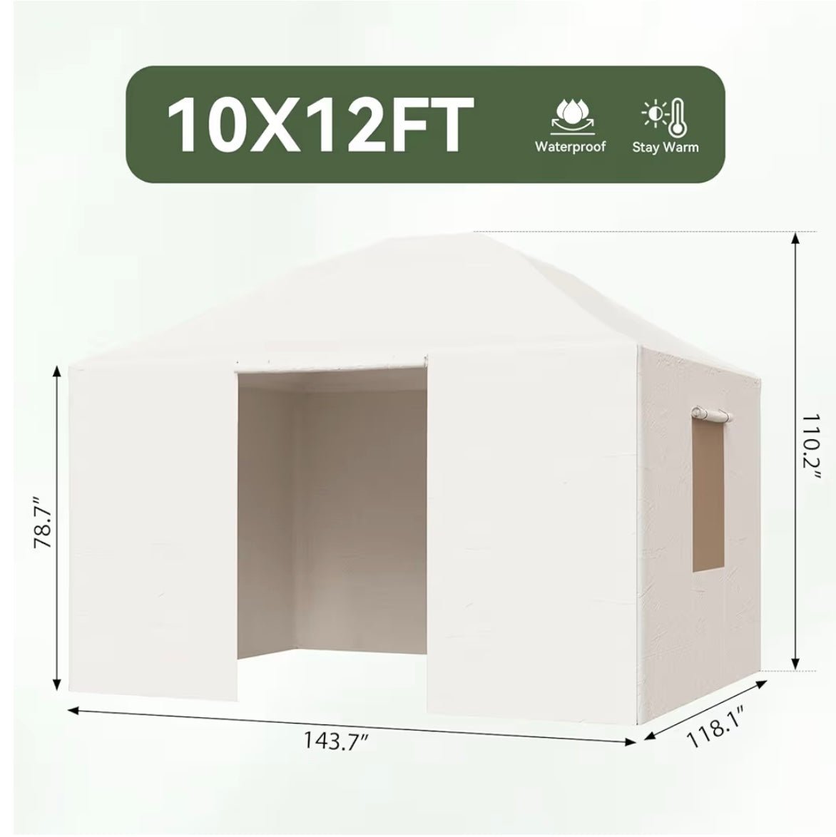 10' x 12' Universal Winter Cover for Hardtop Gazebos,Outdoor Gazebo Cover with Sidewalls and Mesh Windows, All Season Waterproof Enclosed Canopy Covers, Beige(Gazebo not Included)