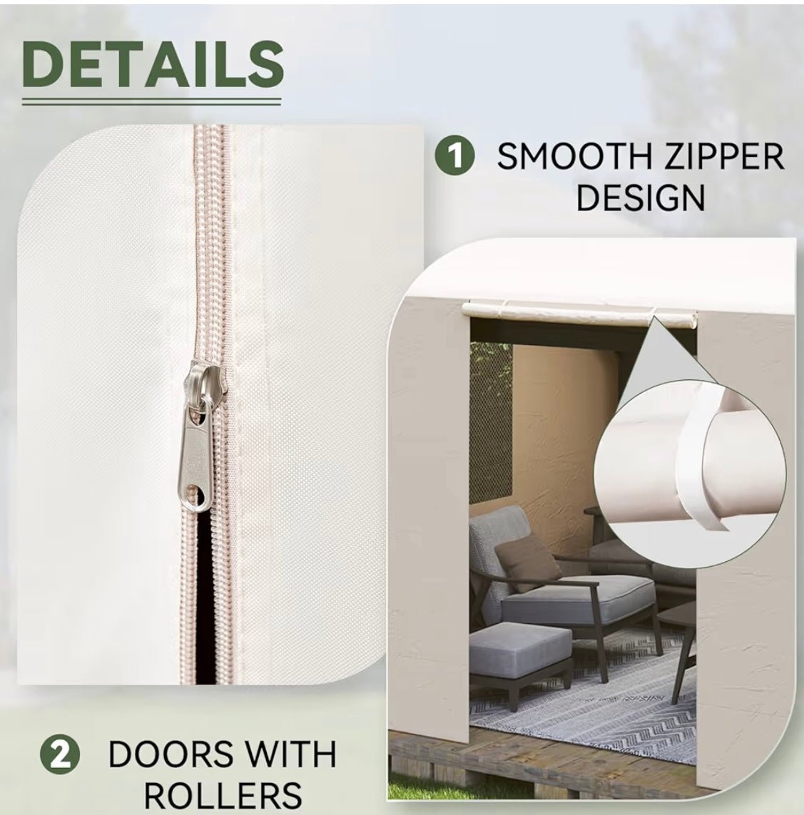 10' x 12' Universal Winter Cover for Hardtop Gazebos,Outdoor Gazebo Cover with Sidewalls and Mesh Windows, All Season Waterproof Enclosed Canopy Covers, Beige(Gazebo not Included)