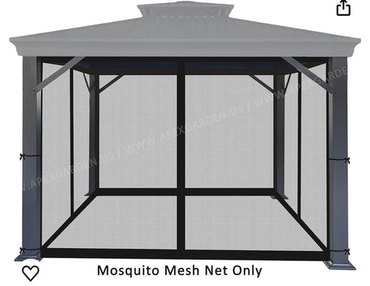 10 X 13 Universal Netting Replacement Black Gazebo Mosquito Screen
