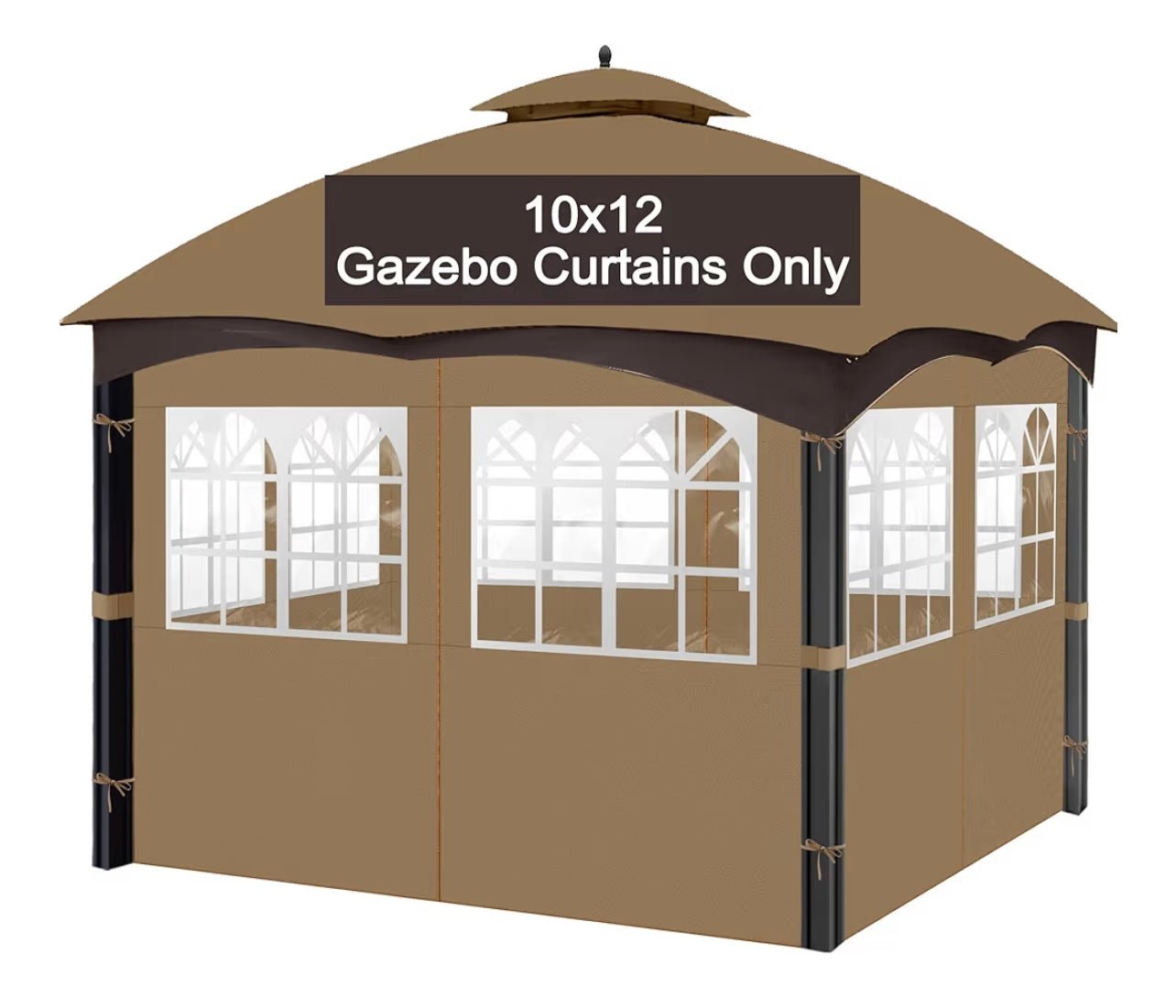 10ft x 12ft Gazebo Curtains,Privacy Replacement Sidewall with Church Window,4-Panel Universal Shade Curtains Set,Protecting Side Walls (Only Curtain)