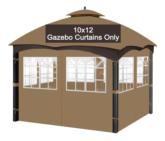 10ft x 12ft Gazebo Curtains,Privacy Replacement Sidewall with Church Window,4-Panel Universal Shade Curtains Set,Protecting Side Walls (Only Curtain)