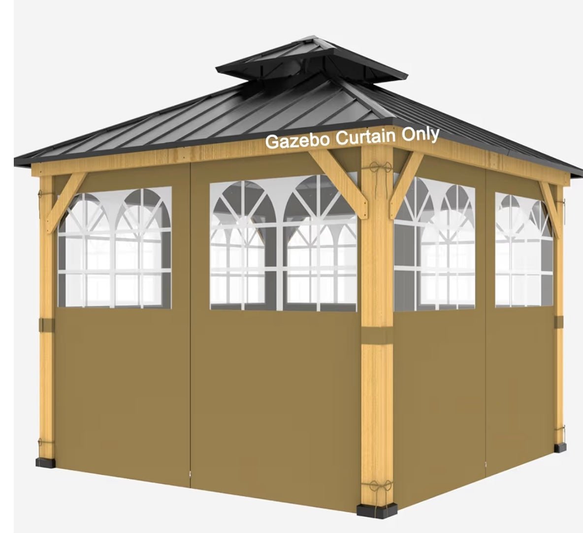 10ft x 12ft Gazebo Curtains,Privacy Replacement Sidewall with Church Window,4-Panel Universal Shade Curtains Set,Protecting Side Walls (Only Curtain)