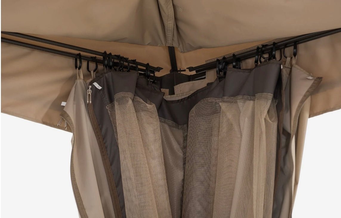 10x12 Steel Frame Brown Gazebo with LED Light and Bluetooth speaker