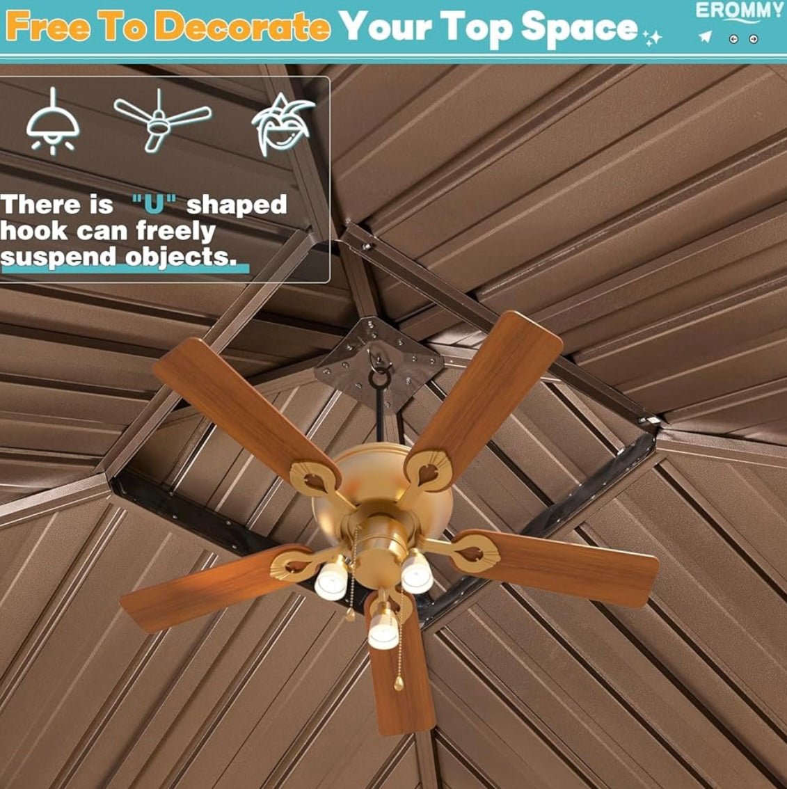 10' x 10' Hardtop Gazebo with Aluminum Frame and Galvanized Steel Double Roof
Gazebos, Permanent, Outdoor, Metal Pavilion, with Curtain and Netting, for Patio, Lawn, Deck