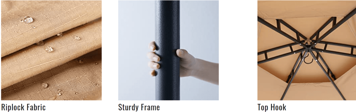 13’x13’ Gazebos for Patios, Outdoor Hexagonal Gazebo with Netting and Privacy Curtains for Garden, Patio, Backyard