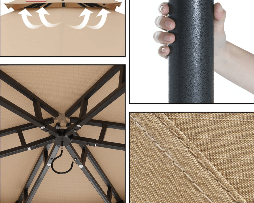 13’x13’ Gazebos for Patios, Outdoor Hexagonal Gazebo with Netting and Privacy Curtains for Garden, Patio, Backyard