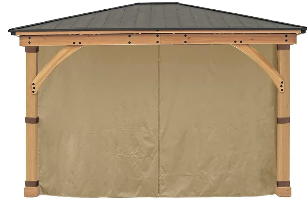 Yardestry Replacement 4-Side Curtain for 11 ft. x 13 ft. Meridian Gazebo (Beige)