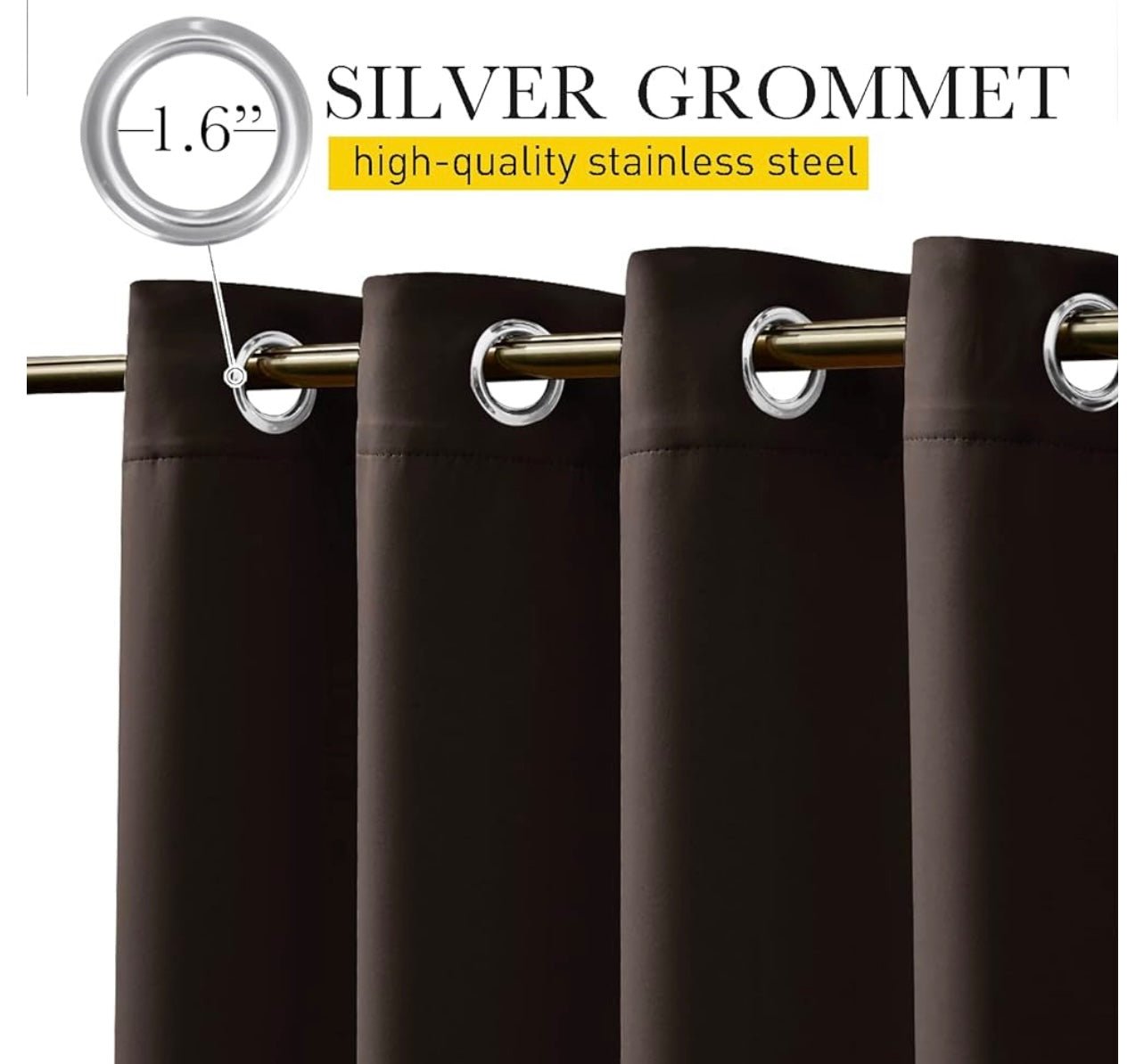 2 Panels Weighted Blackout Curtains for Patio Waterproof, Top & Bottom Grommet & Back Tab Fixed Outdoor Curtains Windproof Drapes Thermal Insulated for Porch, W66 x L90, Coffe