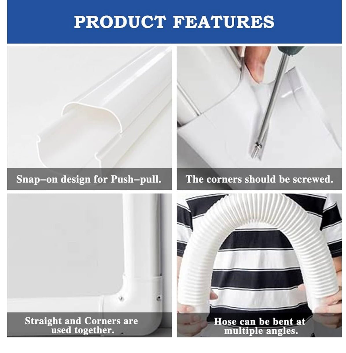 3" 10Ft PVC Decorative Line Set Cover Kit - Protection for Mini Split, Central Air Conditioner & Heat Pump(White)