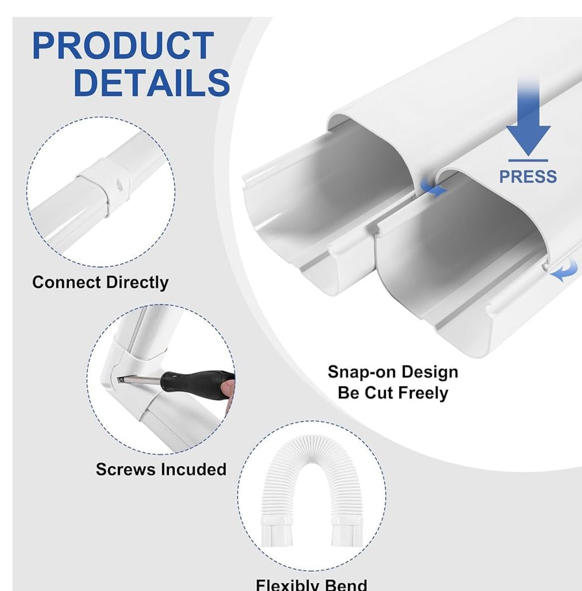 3" W 10Ft Decorative PVC Line Set Cover Kit for Mini Split Lineset Cover Kit for Air Conditioner & Heat Pump (Brown)