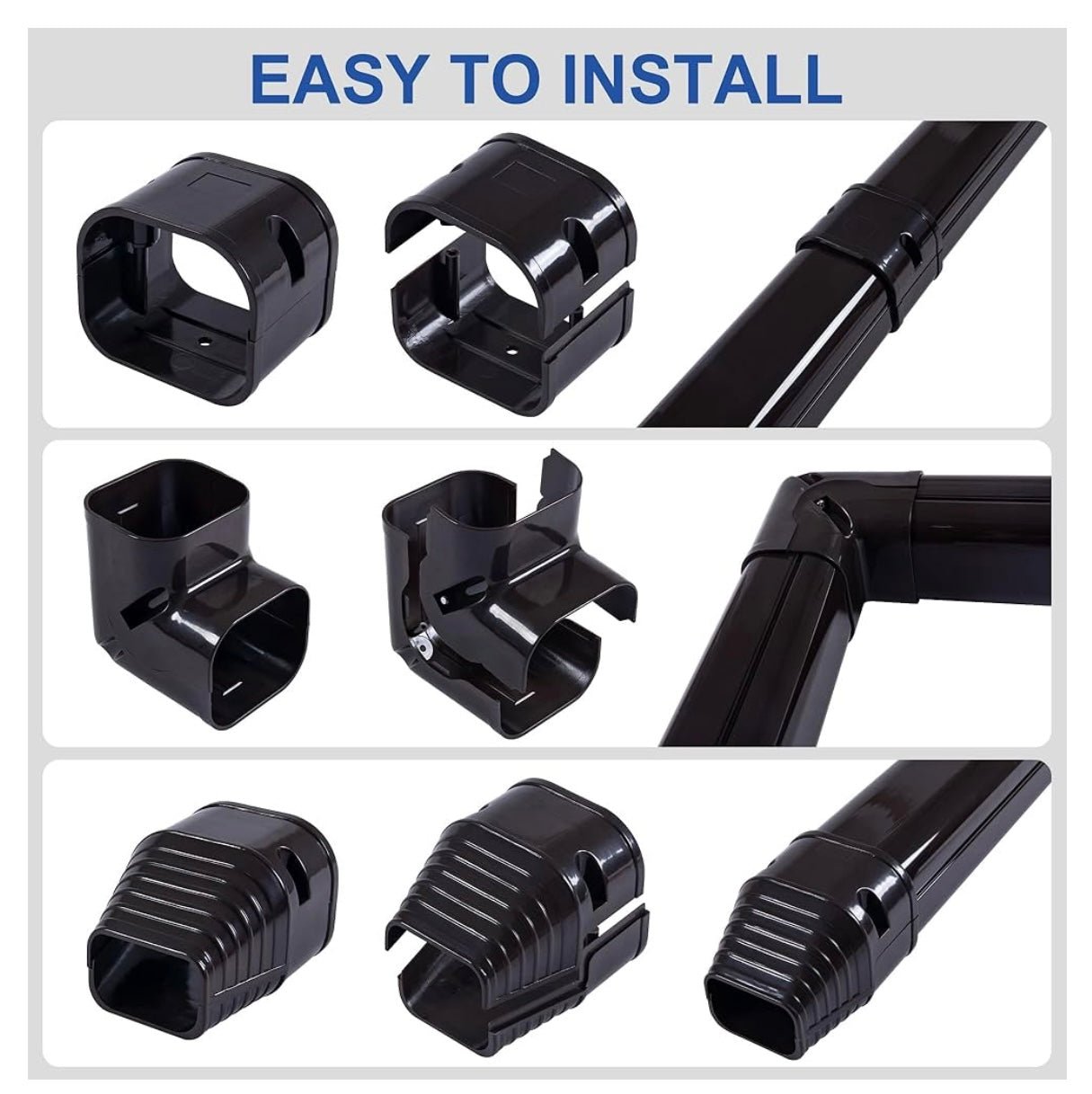 3" W 10Ft Decorative PVC Line Set Cover Kit for Mini Split Lineset Cover Kit for Air Conditioner & Heat Pump (Brown)