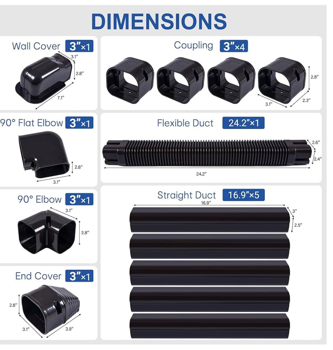 3" W 10Ft Decorative PVC Line Set Cover Kit for Mini Split Lineset Cover Kit for Air Conditioner & Heat Pump (Brown)