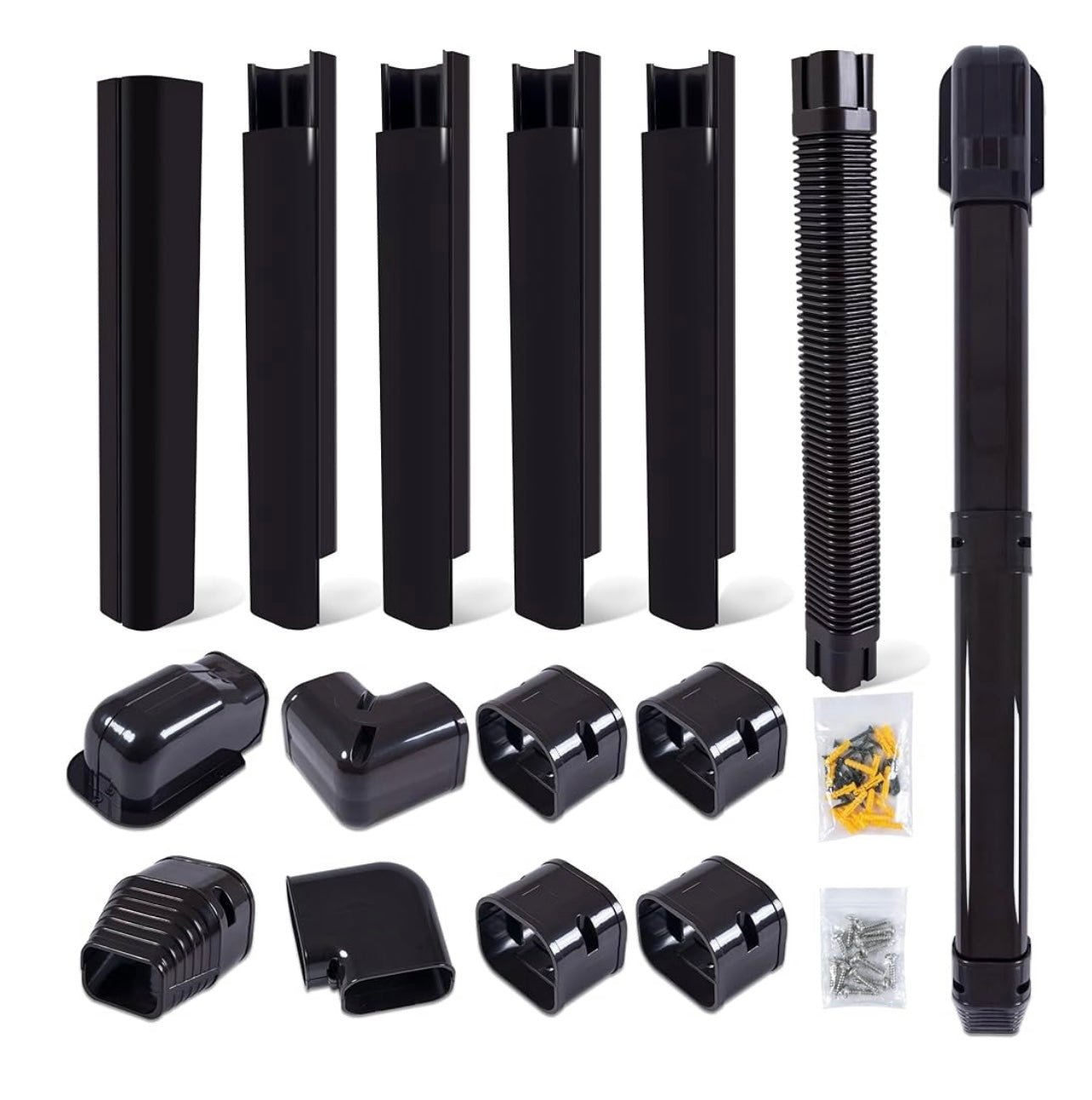 3" W 10Ft Decorative PVC Line Set Cover Kit for Mini Split Lineset Cover Kit for Air Conditioner & Heat Pump (Brown)