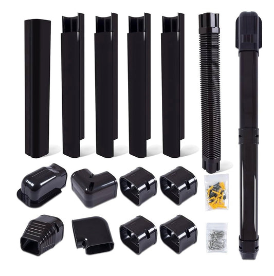 3" W 10Ft Decorative PVC Line Set Cover Kit for Mini Split Lineset Cover Kit for Air Conditioner & Heat Pump (Brown)