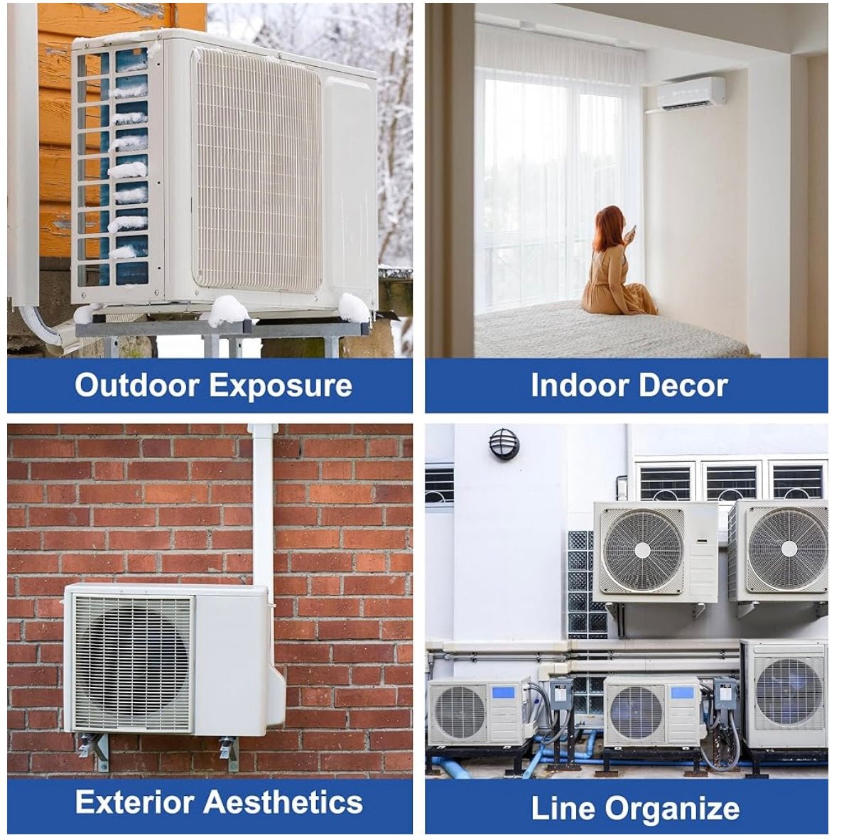 3" W 10Ft Decorative PVC Line Set Cover Kit for Mini Split Lineset Cover Kit for Air Conditioner & Heat Pump (Brown)