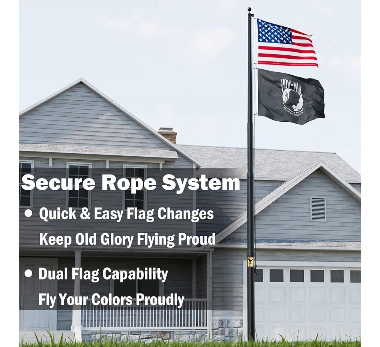 30FT Heavy Duty Flag Pole Kit, Real 11 Gauge Aluminum, 2.4" Large Bottom Tube, True Glory Edition,In Ground Flagpole for Outside House,Residential & Commercial, Gift Box Packaging-120MPH Wind Tested