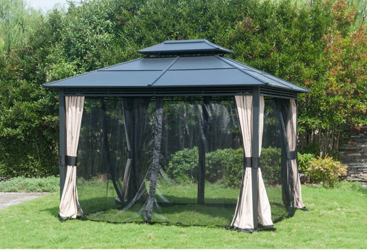 Beige Replacement Curtain For Lakewood Hard top gazebo (10X12 Ft) A102001703/A102001704 Sold At BigLots