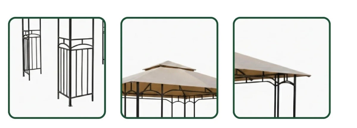 Replacement Canopy and Vent Cover set for Pacific Casual 5LGZ7262-V4 11' x 9' Gazebo - Beige