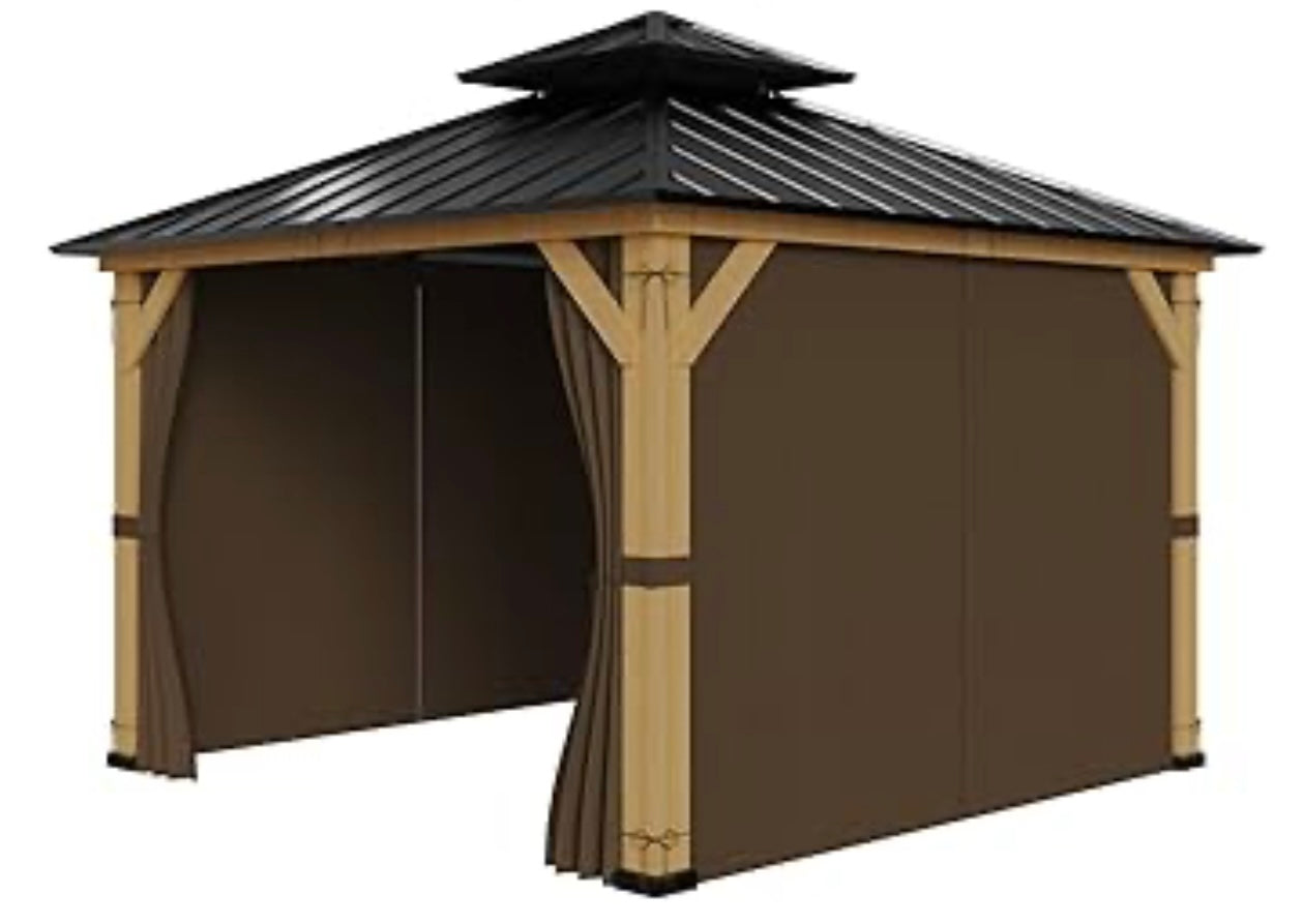 Universal Curtain 11 x 13 for Metal or Wood-Framed Gazebos Brown