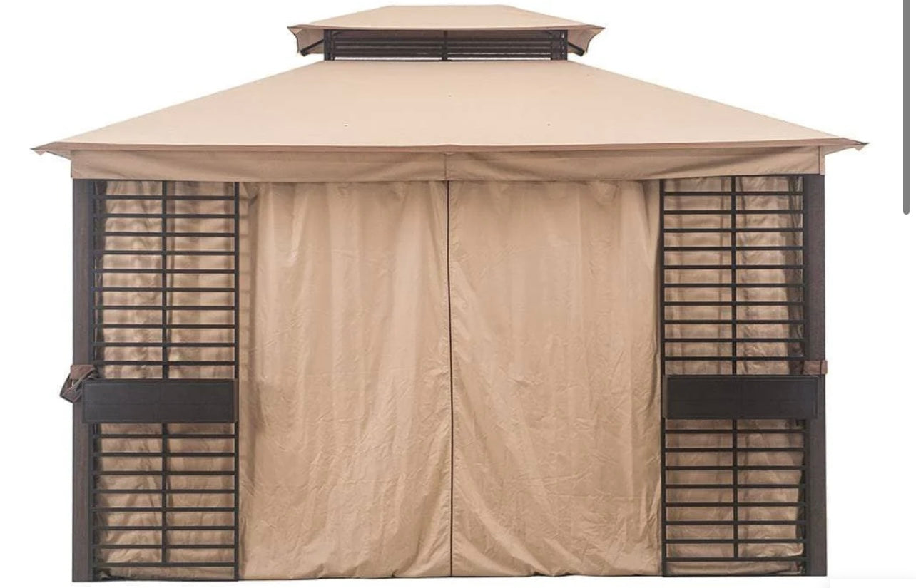 Tan+Brown Replacement Curtain & Screen Bundle For Soft Top W/ Flowr Boxes Gazebo (10x12 FT) Sold At Lowe's