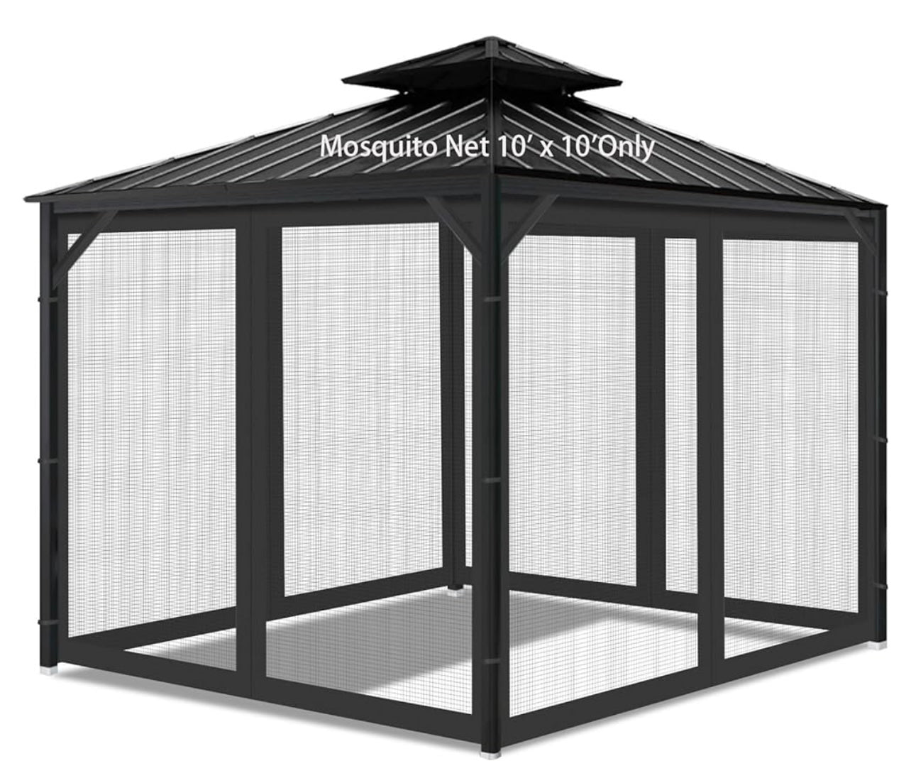 10x10 Black Mosquito Screen set for Lowes Hardtop Gazebo