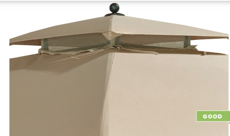 Replacement  Canopy  and Vent Cover Set Broyhill Brooke and Ashford Gazebo - 350 - Beige w/Dark Gray Stripe