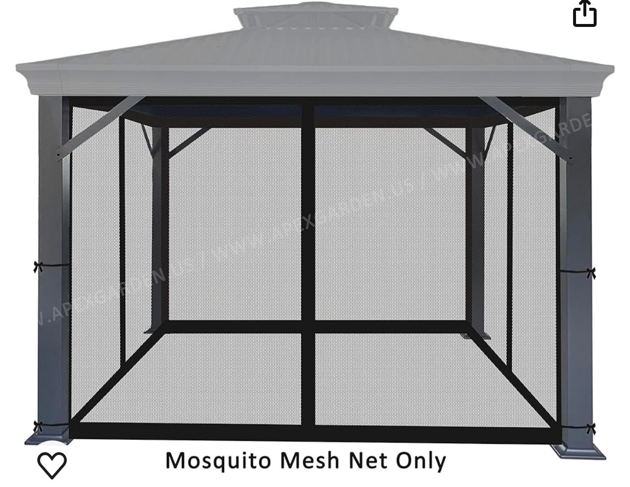 10 X 13 Universal Netting Replacement Black Gazebo Mosquito Screen