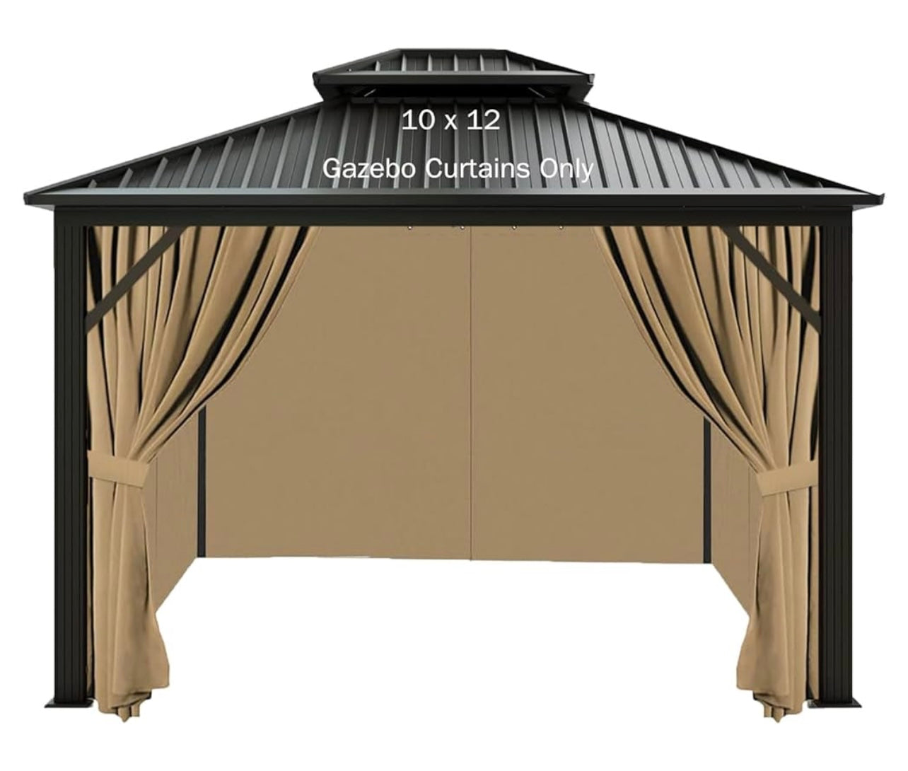 10x12 Curtain Set for Hardtop Gazebo Dark Beige