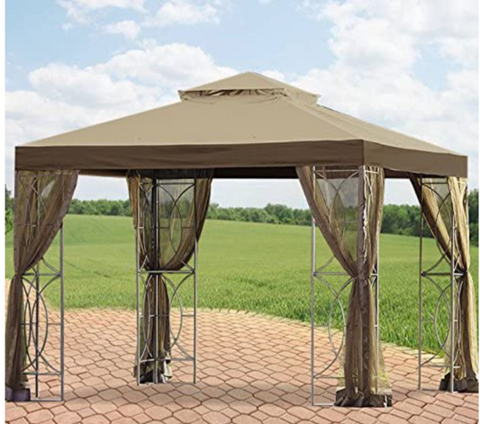 Replacement Canopy and Netting Set for The 10x10 Kmart Gazebo - Standard 350 - Beige
