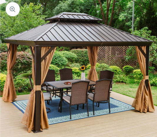Outsunny 10 x 15 FT Outdoor Hardtop Gazebo Replacement Netting and Curtains Set