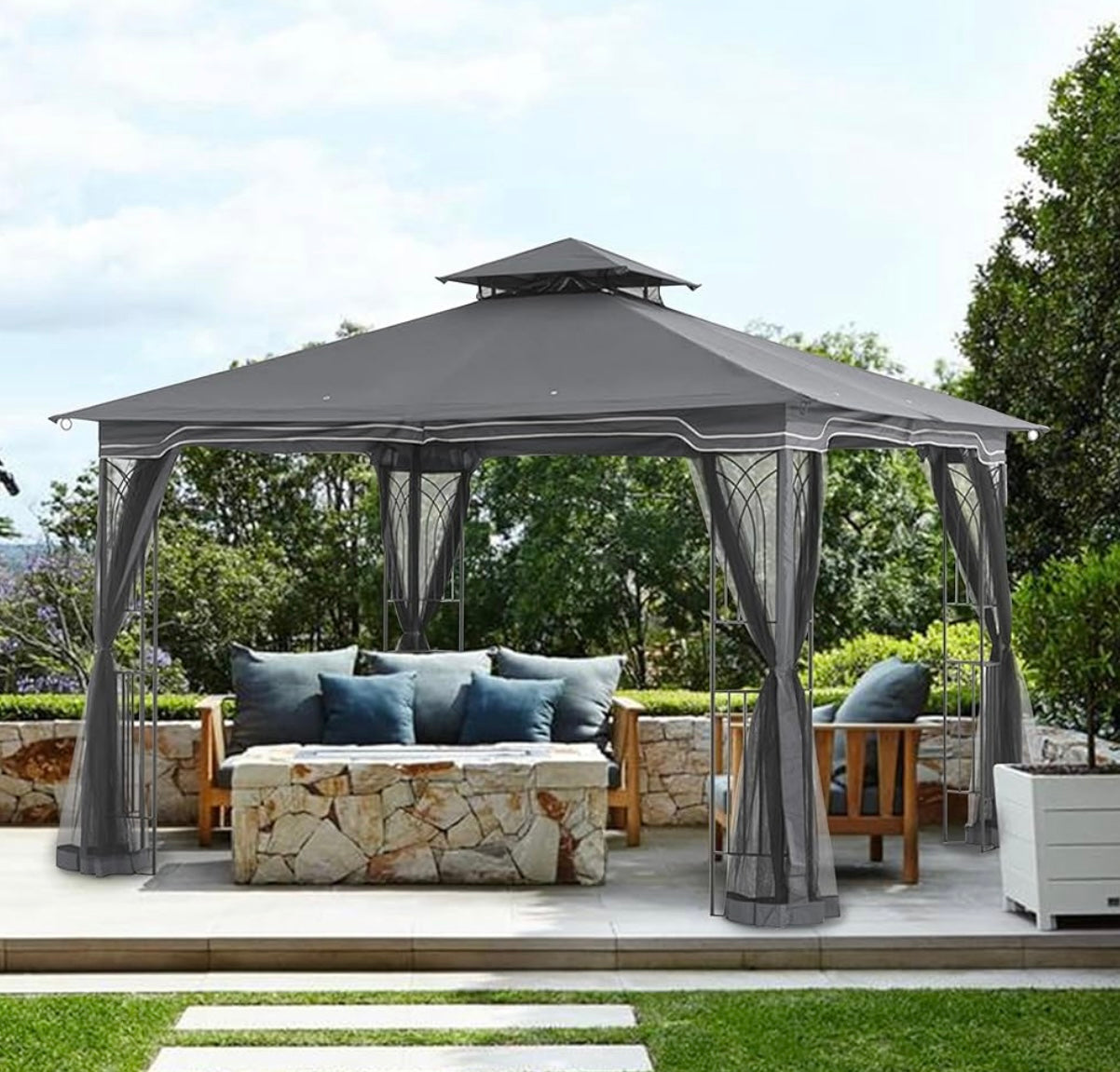 Replacement Gazebo Roof for 10 x 12 Patio Gazebo,(Grey)