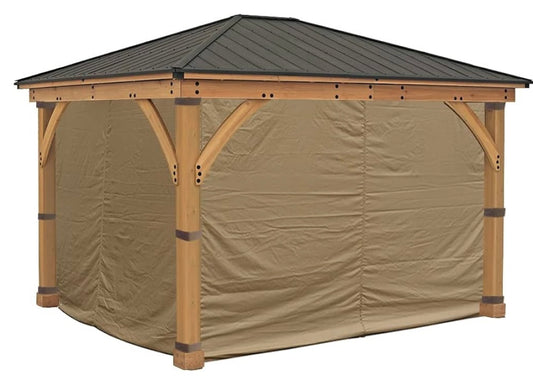 Yardestry Replacement 4-Side Curtain for 11 ft. x 13 ft. Meridian Gazebo (Beige)