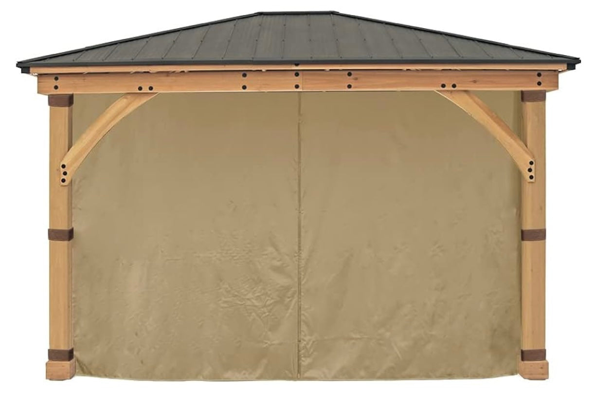 Yardestry Replacement 4-Side Curtain for 11 ft. x 13 ft. Meridian Gazebo (Beige)