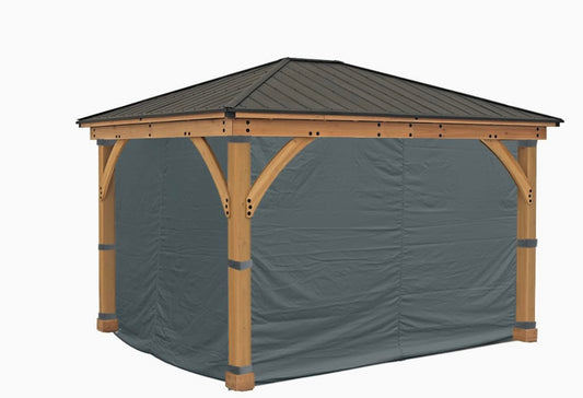 Replacement 4-Side Curtain for 11 ft. x 13 ft. Yardistry Meridian Gazebo (Grey)