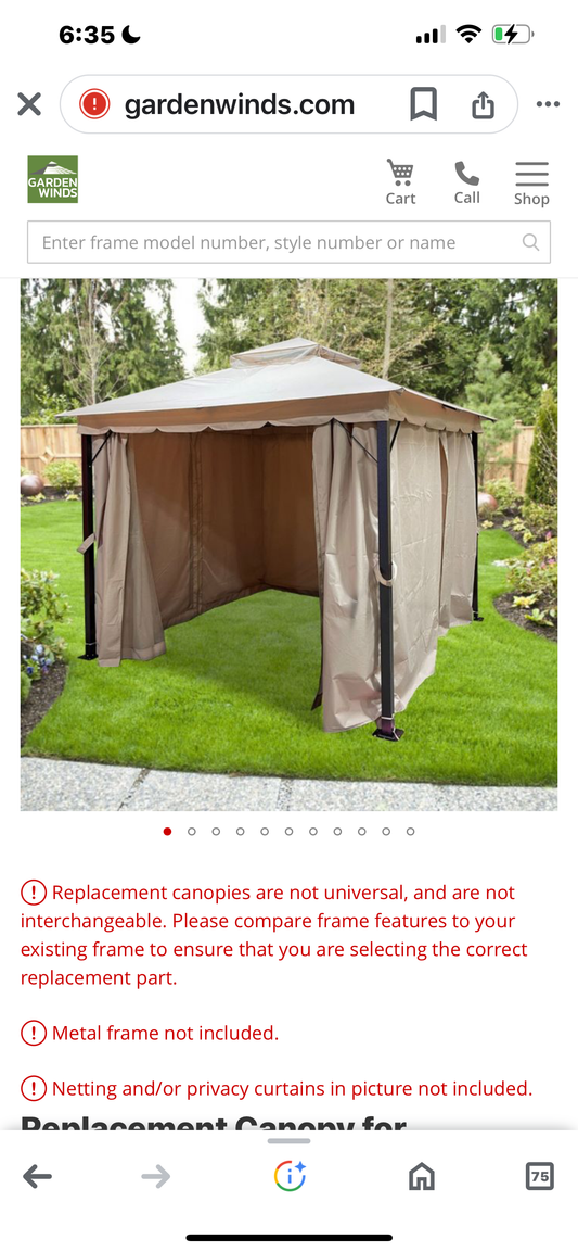 Replacement Canopy and Vent Cover for Sunny 10x10 Gazebo - Riplock 350