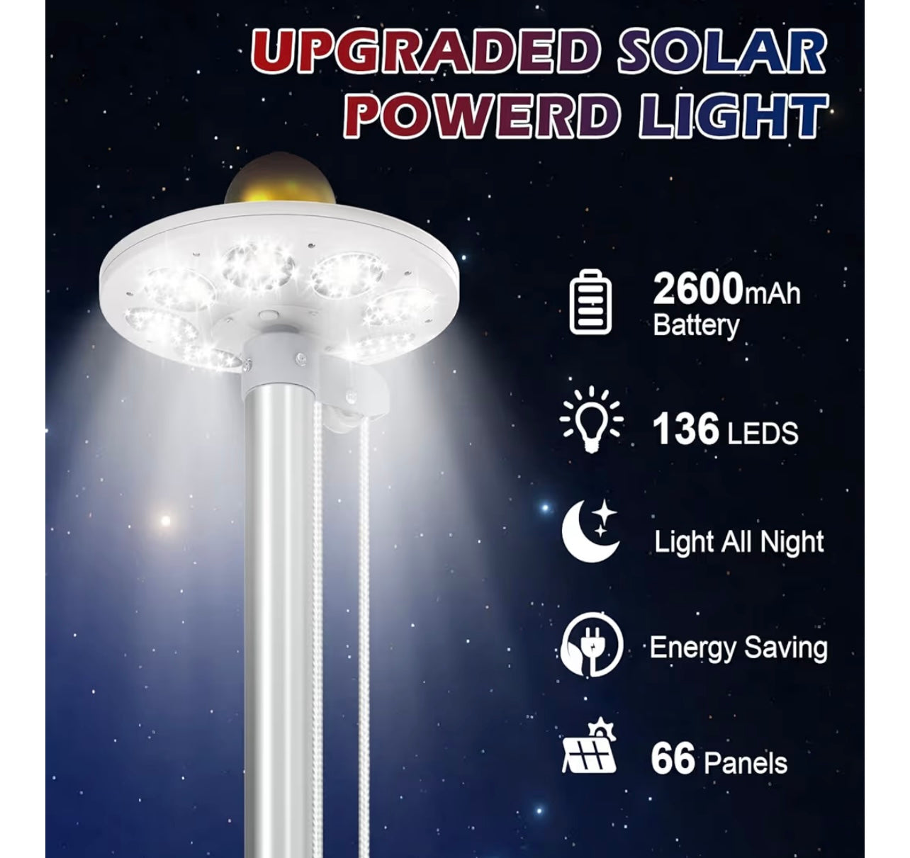 Upgraded 9 Gauge Heavy Duty Flag Pole Kit with 136 LED Ultra Bright Solar Light, 20FT 120 MPH Flagpole for Outside House in Ground, Bottom 3 mm Thick & 3 in Wide, 300D Thick Flag, Silver