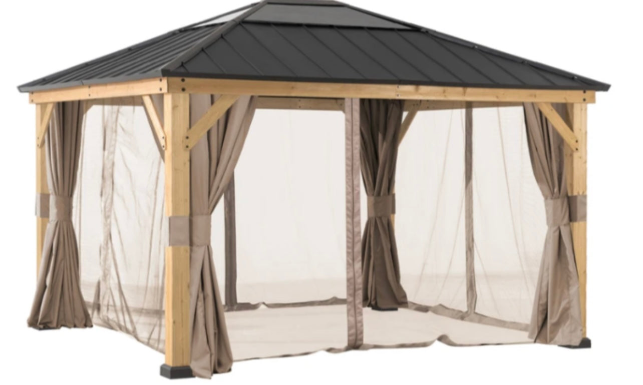 Yardistry Universal Curtains and Screens  for 12 ft. × 14 ft. Wood-Framed Gazebos