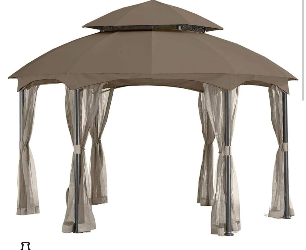 Replacement Canopy and Screen Set Hexagon Gazebo Brown Canopy Beige Screen