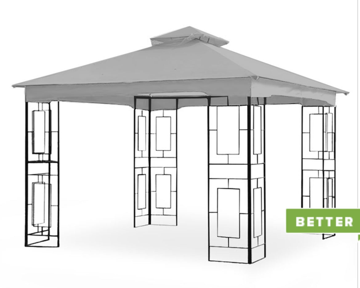Replacement  Canopy for The Square Art Gazebo - Riplock 350 -Gray