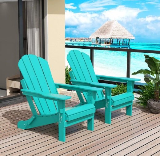 All-Weather Contoured Outdoor Poly Folding Adirondack Chair (Set of 2)