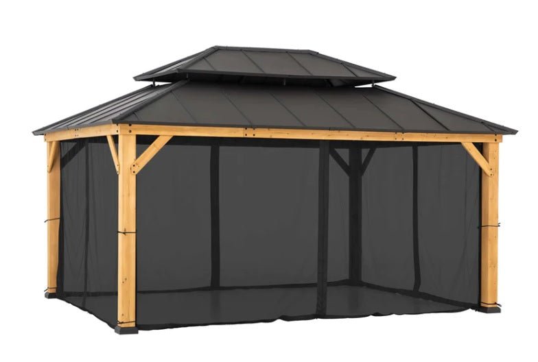 Black Replacement Universal Mosquito Netting for 12x14 ft. Metal or Wood-Framed Gazebos