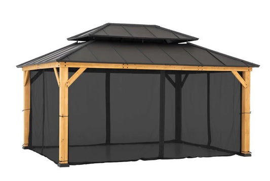 Black Replacement Universal Mosquito Netting for 12x14 ft. Metal or Wood-Framed Gazebos