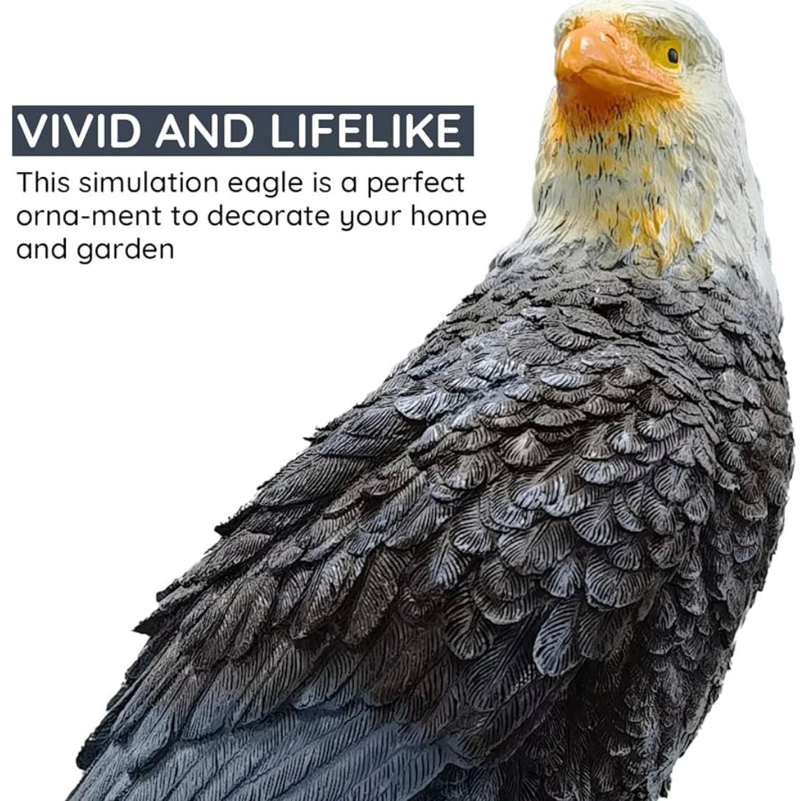 Eagle Flag Pole Topper, 12" Bald Eagle for Flagpole Toppers Outdoor, Standing & Hand-Painted Design, Waterproof, UV Resistent, Durable, Decorative Eagle for Showcasing Your Pride and Patriotism