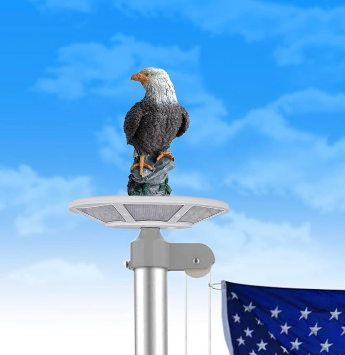 Eagle Flag Pole Topper, 12" Bald Eagle for Flagpole Toppers Outdoor, Standing & Hand-Painted Design, Waterproof, UV Resistent, Durable, Decorative Eagle for Showcasing Your Pride and Patriotism