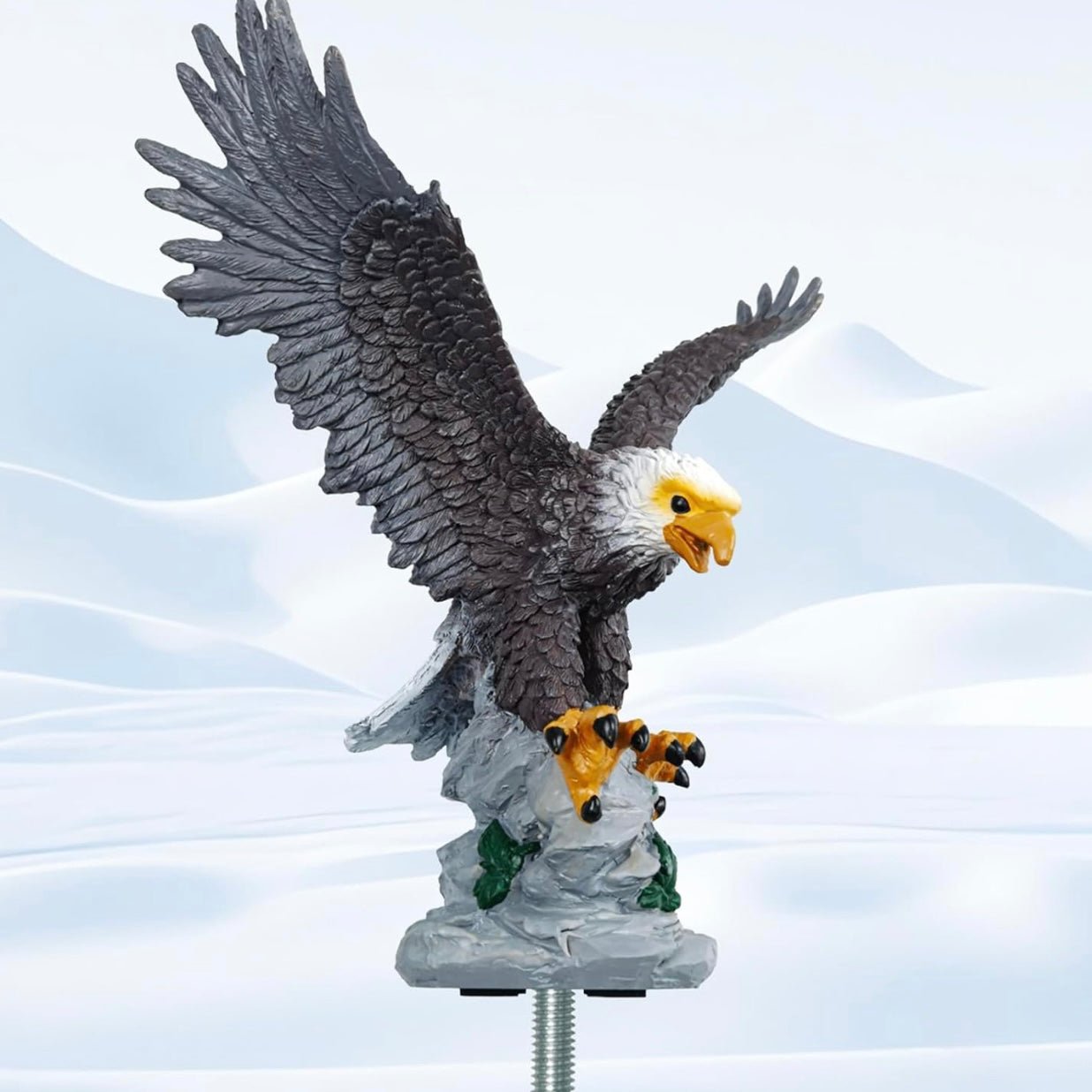 Eagle Flag Pole Topper Outdoor Waterproof Flagpole Finial Eagle Topper Ornament Hand-Painted Realistic Eagle Sculpture Design for Flagpoles Outside House (B-Gray)