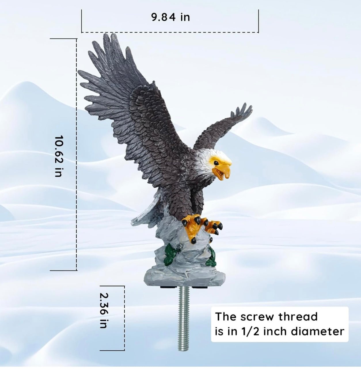 Eagle Flag Pole Topper Outdoor Waterproof Flagpole Finial Eagle Topper Ornament Hand-Painted Realistic Eagle Sculpture Design for Flagpoles Outside House (B-Gray)