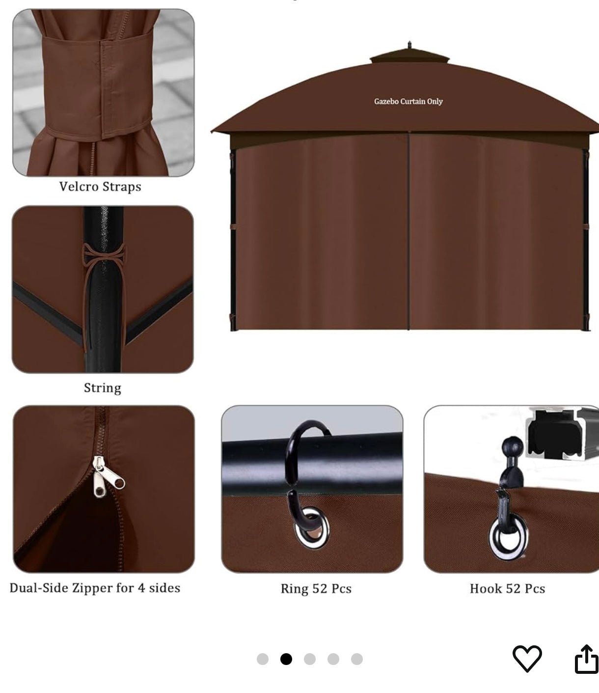 Gazebo Heavy Duty Privacy Curtains  10x10 4 walls with zippers